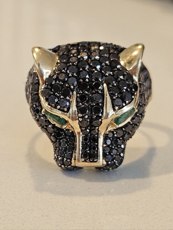 Effy Other - EFFY Collector's Edition 14K Yellow Gold Black Diamond Panther Ring, 3.80 TCW